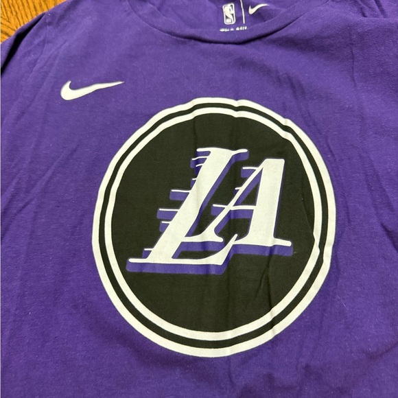 Nike Kids Purple LA Basketball Logo Short Sleeve Tee - Picture 3 of 5